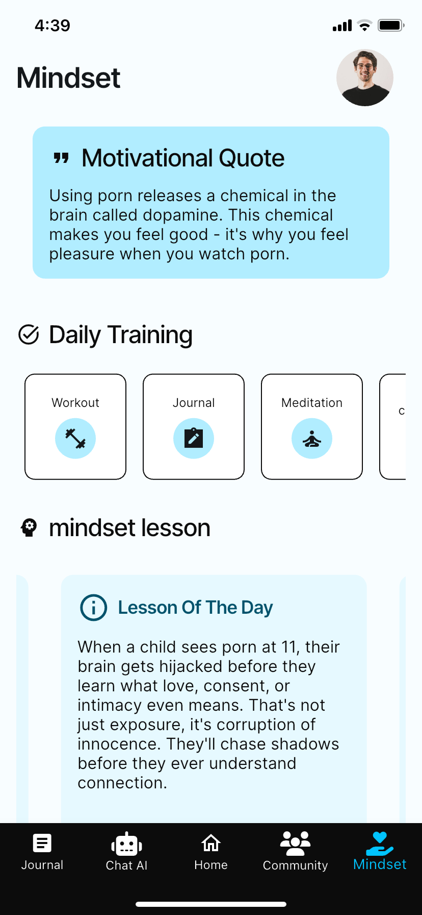 Mindset screen